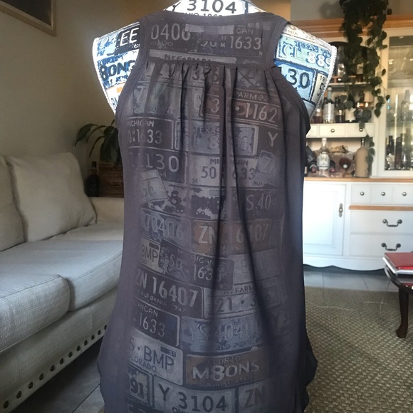 silk ruffles top in brown and peach Small - Picture 6 of 9